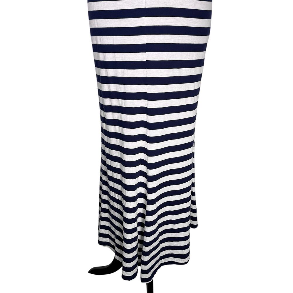 Polo Ralph Lauren Womens XL Navy Blue White Striped Maxi Dress Pony Logo Cotton - Picture 9 of 9